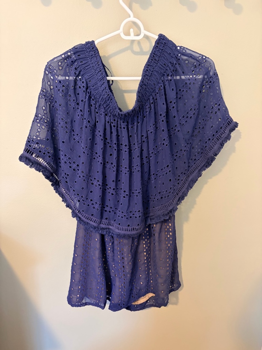 Anthropologie Navy Eyelet Romper